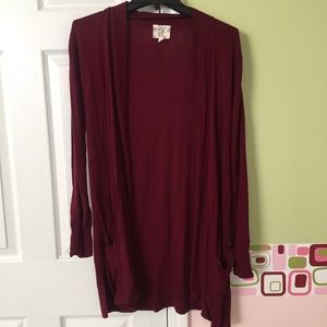 long maroon cardigan